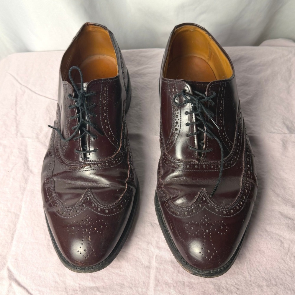 VTG Allen Edmonds Chester 11 EEE Extra Wide Burgundy Calfskin Wingtip Oxford
